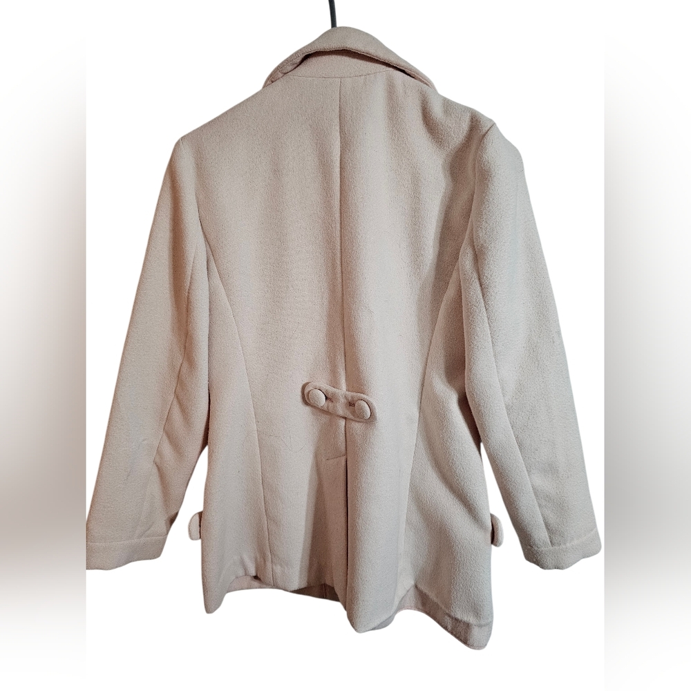 Chico's Women's Size 0 Peacoat Pink Fleece Retro Mod Double Breasted Jacket - Picture 3 of 7